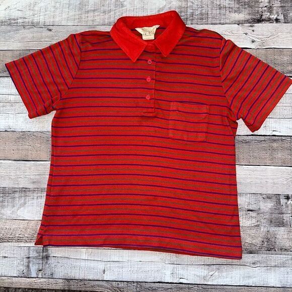 Vintage Other - 🎮Vintage 80s Mens Sears Striped Collared Button Up Short Sleeve Shirt 14